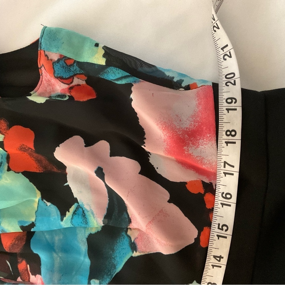 Tahari Multicolor Floral Top Black Skirt Dress - Picture 5 of 9